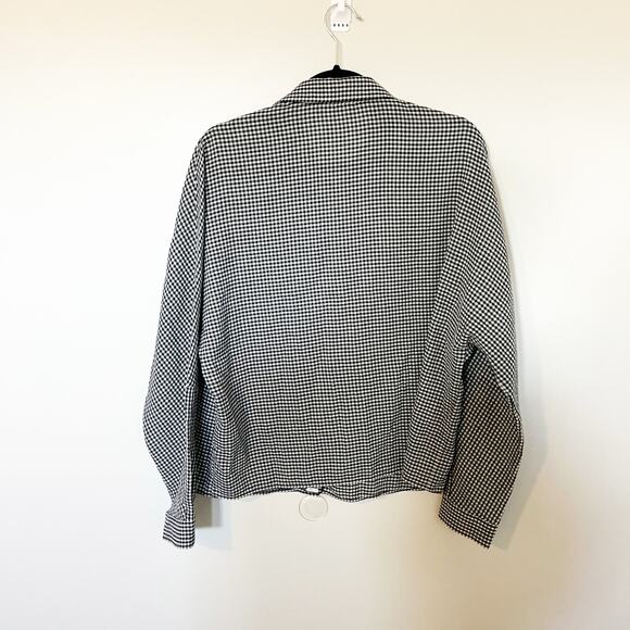 Jenni kayne black and white checked plaid cotton button up women’s medium - Picture 2 of 8